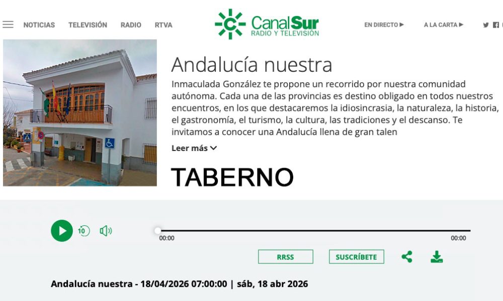 Canal Sur muestra el municipio de Taberno en su programa Andalucía Nuestra