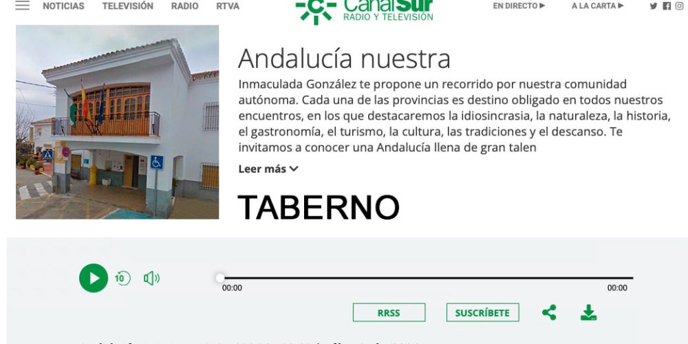 Canal Sur muestra el municipio de Taberno en su programa Andalucía Nuestra