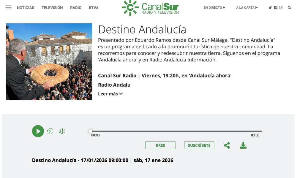 La Fiesta de los Roscos y Carretillas de Olula del Río en el programa Destino Andalucía de Eduardo Ramos en Canal Sur Radio
