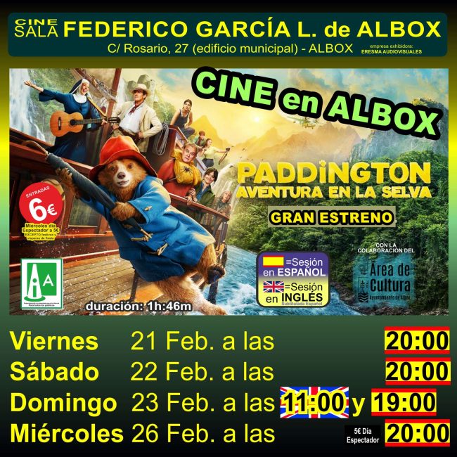 Cine en Albox: Paddington Aventura en la Selva