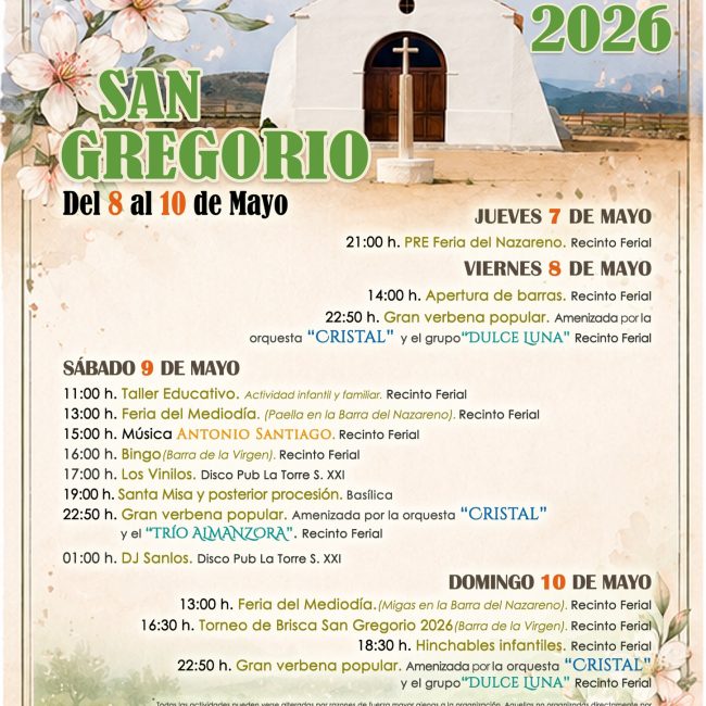 Fiestas de San Gregorio – Oria 2026