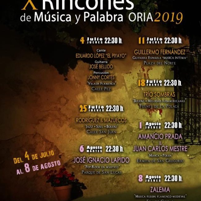 X Rincones de Música y Palabras – Oria 2019