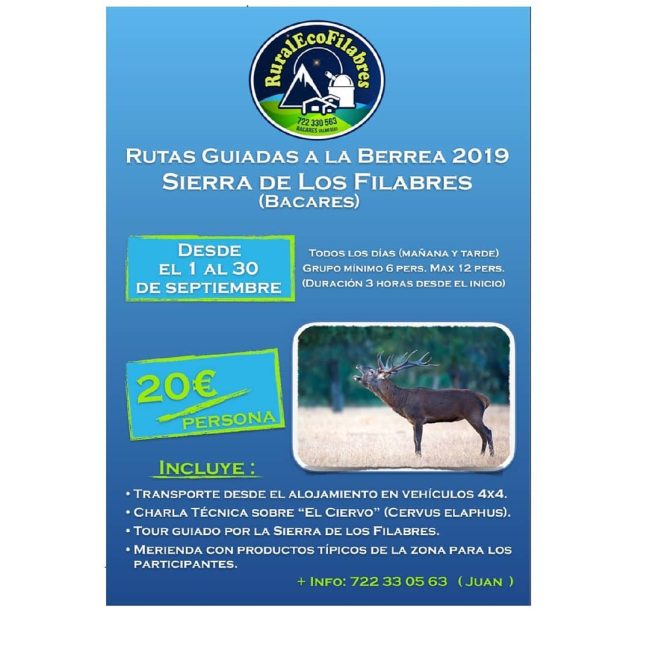 Rutas guiadas a la berrea – Bacares 2019 – Sierra de los Filabres