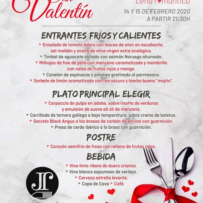 Menu Especial San Valentin en Tíjola