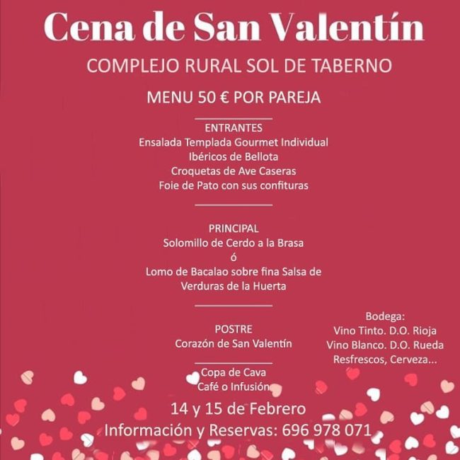 Cena de San Valentin Sol de Taberno