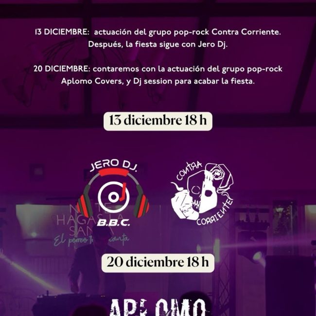 Tardeo Navideño – Contra Corriente en Jardines la Tejera