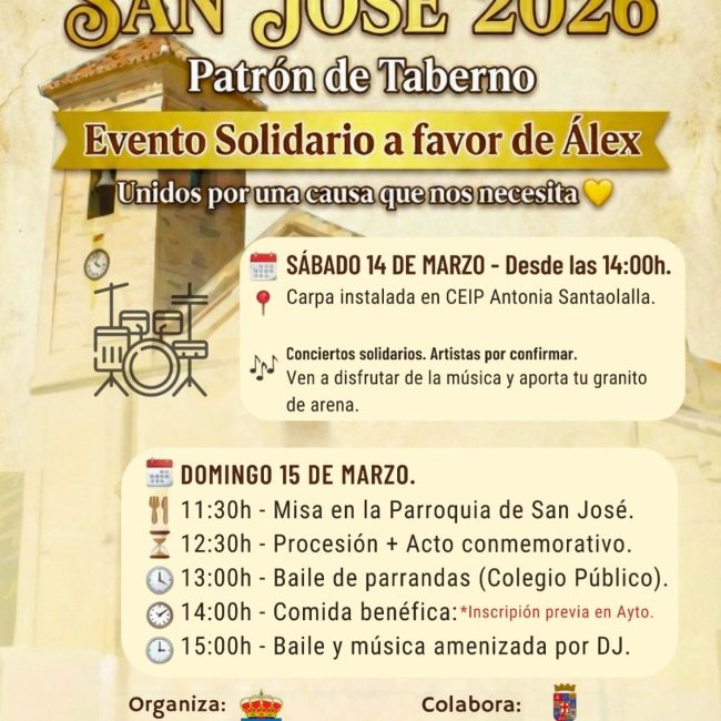 Festividad de San José y evento Solidario – Taberno 2026