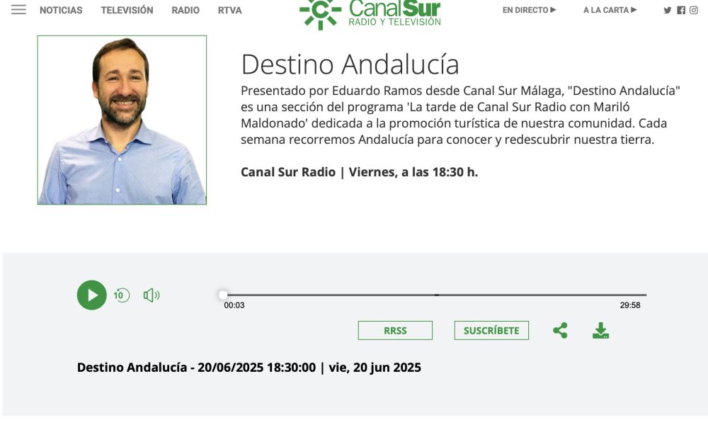 Eduardo Ramos de Canal Sur Radio difunde el Valle del Almanzora en su programa Destino Andalucia