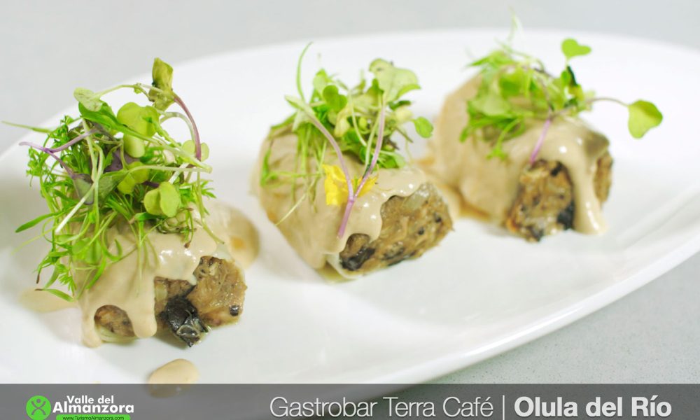 Canelones de perdiz, crema de hongos voletus y jugo de pintada (perdiz)