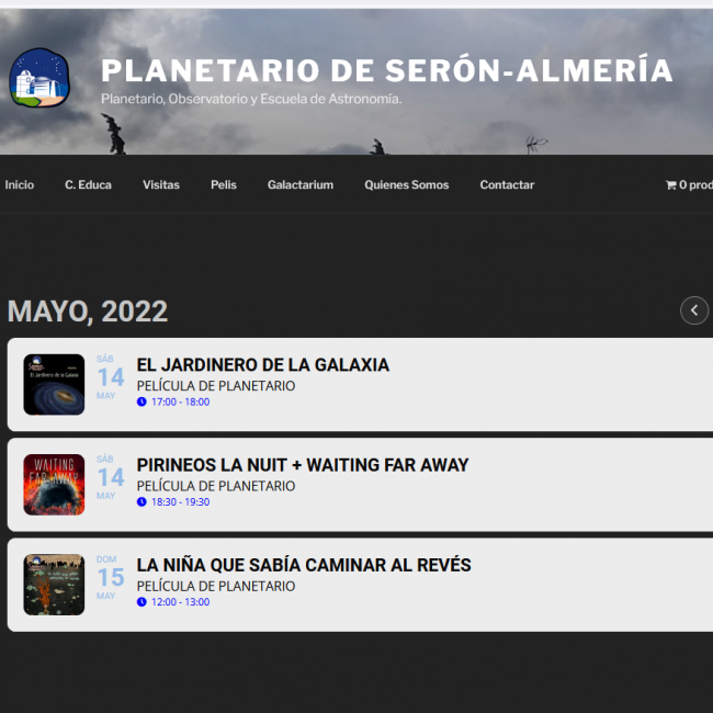 Planetario de Serón &#8211; Proyección de Películas 14 y 15 mayo 2022