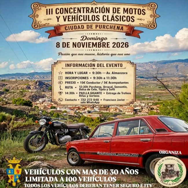 III Concentración de Motos y Vehículos Clasicos Ciudad de Purchena 2026